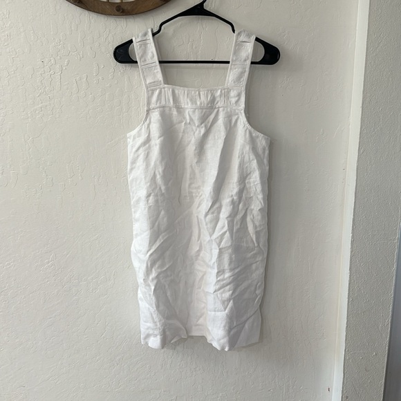 Madewell White Embroidered Tank Mini Linen Dress Pockets Eyelet 2 - Picture 6 of 12